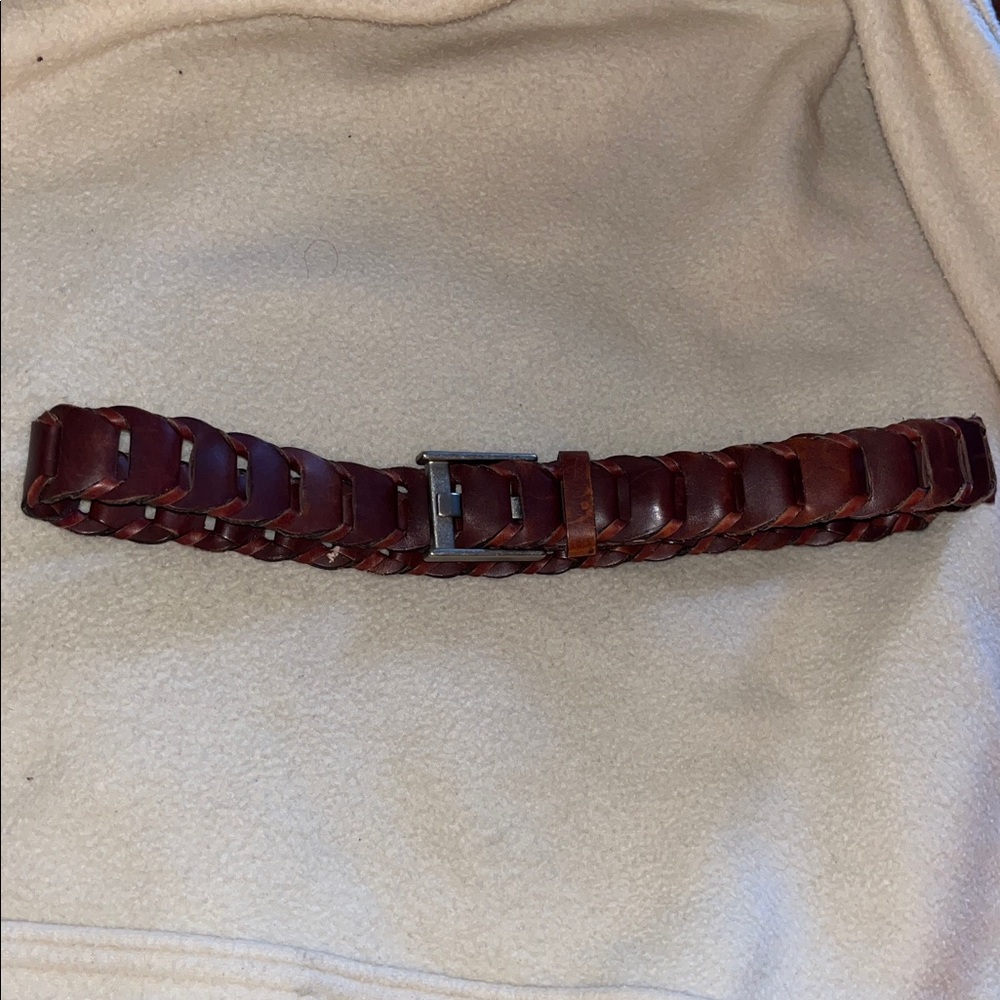 Vintage CK Calvin Klein 40 leather single prong buckle brown leather loop belt - Picture 2 of 8